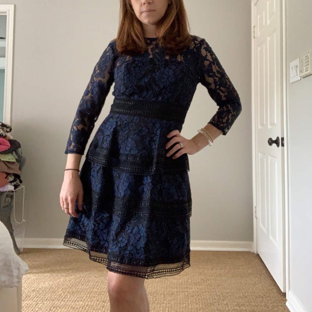Eliza J Navy Lace Cocktail Dress